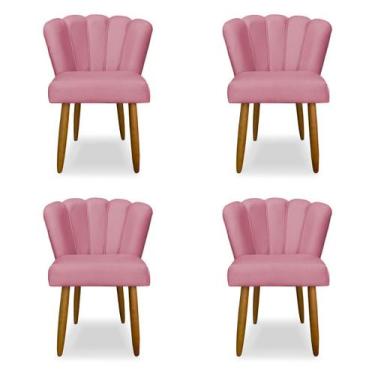 Imagem de Kit 04 Cadeiras Pétala para Sala de Jantar Pés Palito Veludo Escolha s