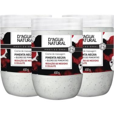 Imagem de Kit Creme Massagem Pimenta Negra D'agua Natural 3 Unid. 650g Cada - D'
