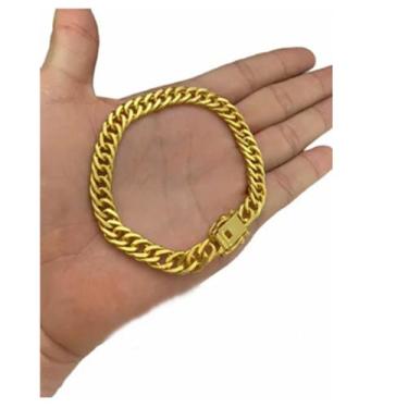 Imagem de Pulseira 10mm Grumet Dupla Banhado A Ouro 18 Luxo - A.R Variedades MT