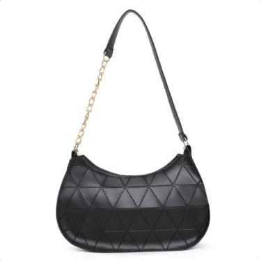 Imagem de Bolsa Baguete Minimalista Preto Bolsinha Feminina De Ombro Dia A Dia F