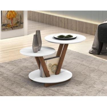 Imagem de Mesa De Centro Redonda Dupla Sala Madeira E Mdf Decorativa Laguna - D+