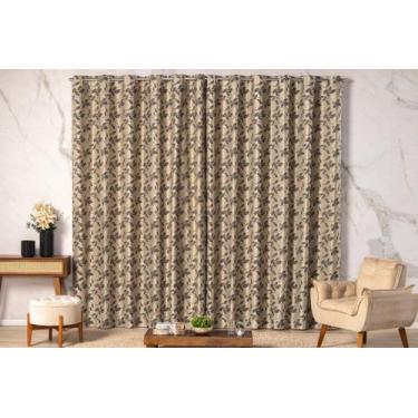 Imagem de Cortina Blackout 3,00m x 2,70m Estampada Floral Janela Corta Luz com I