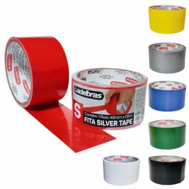 Imagem de 5 Fita Adesiva Silver Tape Reforçada 48mm X 5m - Adelbras, Vermelho