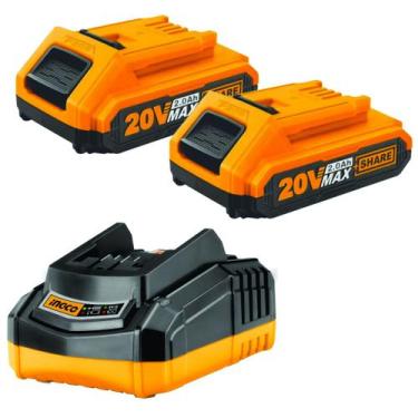 Imagem de Kit Com Carregador E Duas Baterias 2.0ah Bivolt 20v - INGCO
