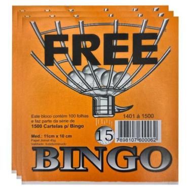 Imagem de Cartela de Bingo Jornal 100 Folhas Free 15 Unidades
