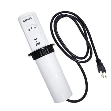 Imagem de Torre Automática Moveis Embutir Retrátil Tomada 2 USB Branca - Renna