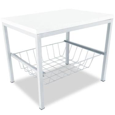 Imagem de Suporte Bebedouro Botijão Mini Balcão Cesto E Tampo Branco - Genus Móv