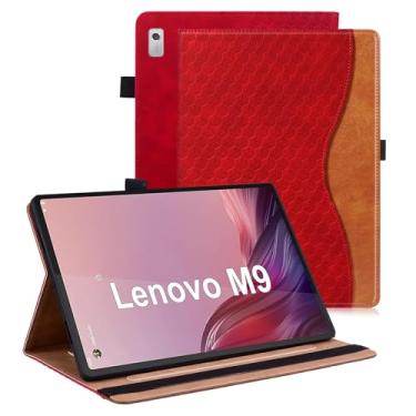 Imagem de Varohix Capa para Nook 22.9 cm Lenovo Tablet 2024 / Lenovo Tab M9 (TB-310FU) 2023 suporte multi-ângulo capa fólio couro PU com bolso para cartão Tab M9 capa, vermelha