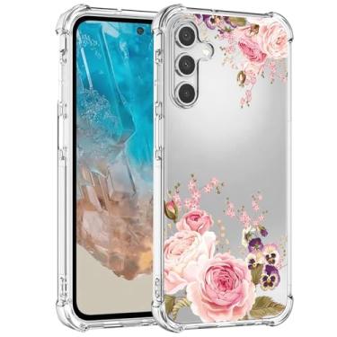 Imagem de Yerebel Capa para Galaxy M35, capa fofa para Samsung M35 5G SM-M356B, capa de silicone de borracha macia TPU transparente flexível para Samsung Galaxy M35 Roseflower