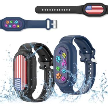 Imagem de FGERWZ Pulseira de silicone para Samsung Galaxy SmartTag 2 (2023), capa completa, impermeável, ajustável, oculta, para crianças e idosos (preto e azul)