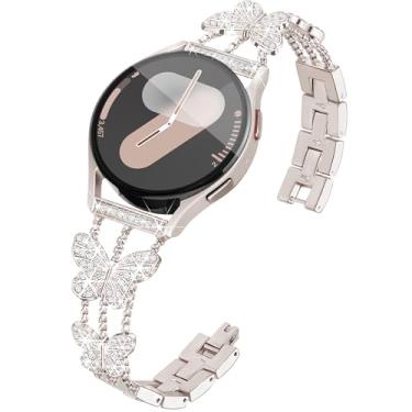 Imagem de G-ficu Pulseira Galaxy Watch 6 para Samsung Galaxy Watch 6/5/4, 40 mm e 44 mm, pulseira feminina fina de diamante brilhante, linda pulseira de metal luxuosa para relógio 5Pro/Watch 6 Classic 47mm 43mm/Watch 4 Classic/Watch 3 41mm/Active 2-Starlight