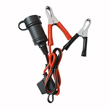Imagem de Soquete de isqueiro bateria jacaré braçadeira - clipes de bateria de 60 cm para soquete de isqueiro de carro fêmea cabo de extensão adaptador 12v-24v cabo de extensão de clipe de bateria com fusível
