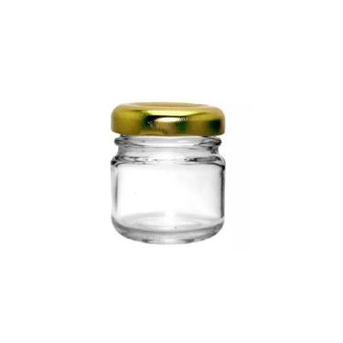 Imagem de 30 Pote De Vidro Redondo 40g C/ Tampa Metal Dourada P/ Velas - Embalev