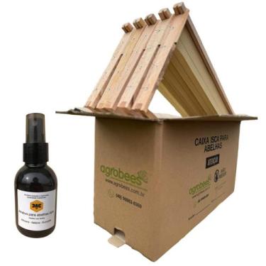 Imagem de Caixa Isca Papelão Abelha Apis Caixilho Completa Cera E Atrativo - Api