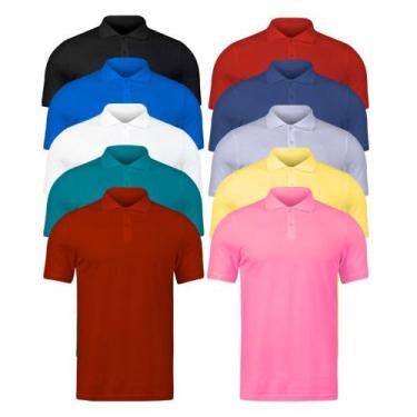 Imagem de Kit 10 Camisetas Polo Masculina Tecido Piquet - WEBDD, G