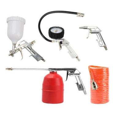 Imagem de Kit Acessórios Para Ar Comprimido 5 Peças Com Pistola Schulz
