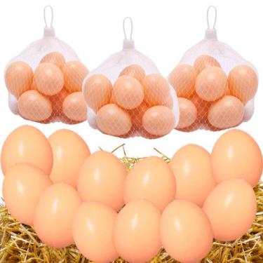 Imagem de Kit 48 Ovos Falsos De Plástico Para Indez Galinha Poedeira - Europio