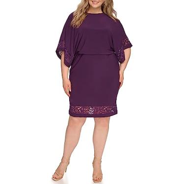 Imagem de Jessica Howard Vestido feminino com gola canoa e manga cotovelo, Ameixa, 25 Plus Size
