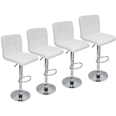 Imagem de Kit 4 Banquetas Confort Gomos Estofada Giratória Branca - Lianto Decor