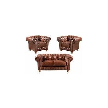 Imagem de Uma Namoradeira + Duas Poltronas Chesterfield Luiz Xv Corano - Marrom 