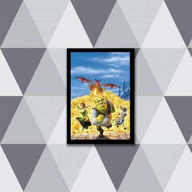 Imagem de Quadro Filme Shrek 45x34cm - com vidro - Quadros On-line, Madeira bran