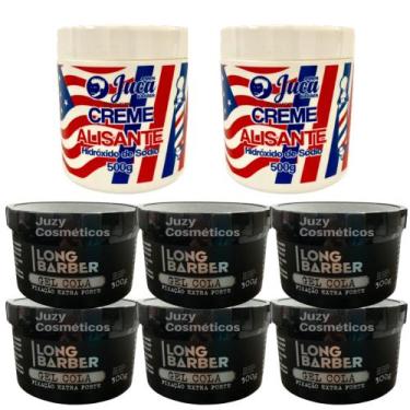 Imagem de Kit 2 Alisante Americano 500g Juca + 6 Gel Long Barber 300g - Juca Men