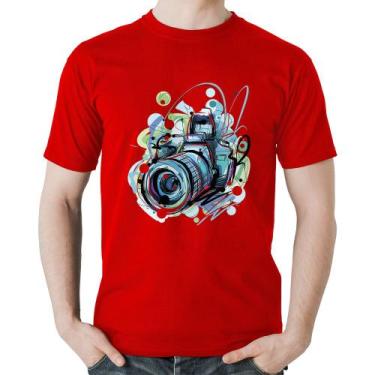 Imagem de Camiseta Algodão Câmera Fotográfica - Foca na Moda, Vermelho, GGG