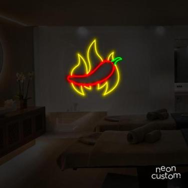 Imagem de painel letreiro led Neon Pimenta decoracao festa bar - Neon Custom, Mu
