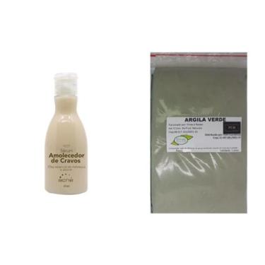 Imagem de Argila Pura Verde 500g e Emoliente Amolecedor Cravos - Lucy's e PEM Co