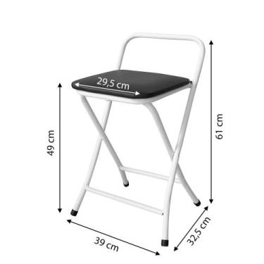 Imagem de Banco Banqueta Baixo Dobrável em Aço para Bar Área Gourmet - Wrm Metal