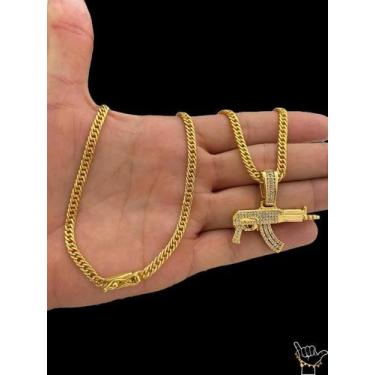Imagem de Corrente Grumet 5mm + Pingente Cravejado - Banhado a Ouro 18k - Tojoia