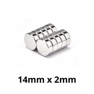 Imagem de Kit 10 Imã Neodímio Disco Magnético N35  14 x 2 mm Super Forte Potente