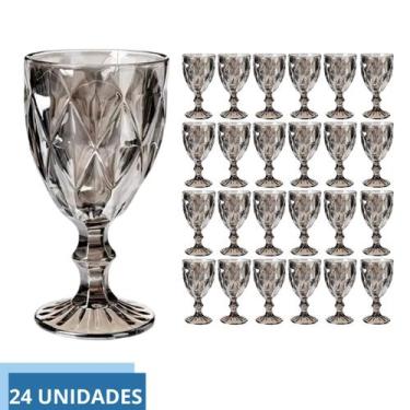 Imagem de kit 24 Taça Diamante Cinza Metalizada 340ml Água Suco Drinks - PRATICA