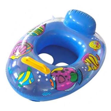 Imagem de Bote Boia Inflável Com Fralda Para Piscina Infantil - NoBrand, Amarelo