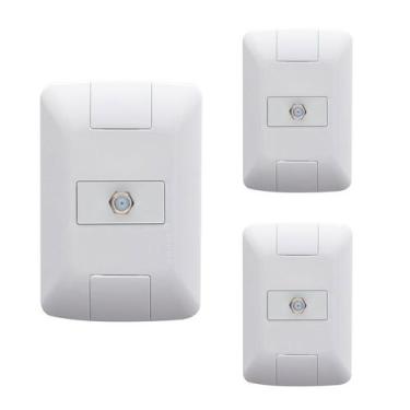 Imagem de KIT 3 Conjuntos Tomada Tv Sat Coaxial 4x2 Aria Tramontina