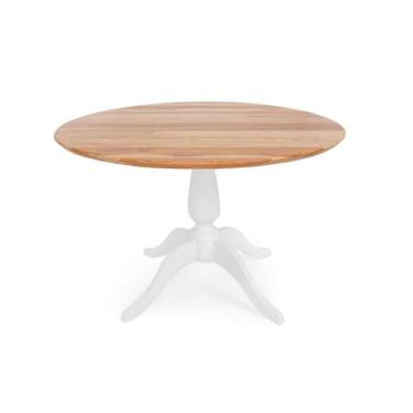 Imagem de Mesa de Jantar Redonda Milena Madeira Eucalipto - Branco Fosco/Natural