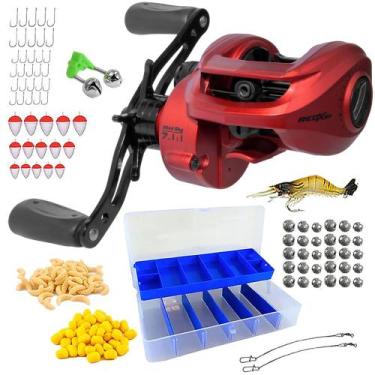Imagem de Kit Pesca Carretilha Redx BG e 120 Itens Iscas Anzol Boias - Maruri, D