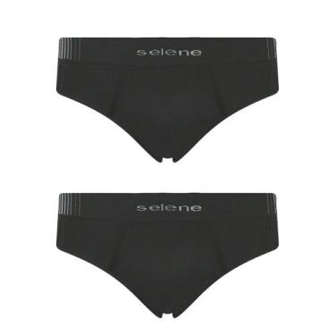 Imagem de Kit 2 Cueca Selene Masculina Slip Microfibra sem costura, Preto, GG