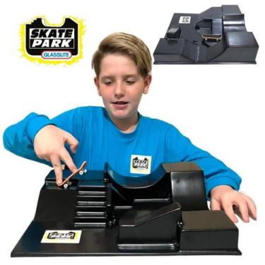 Imagem de Pista skate dedo gigante half rampa escadas fingerboard glasslite pret