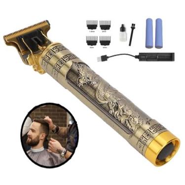 Imagem de Maquina de Barbear do Dragão para Acabamento Dourada Vintage com Bater