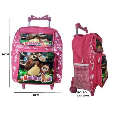 Imagem de Mochila Para Menina TAM G Com Rodinhas de Silicone Bolsos Para Garrafa