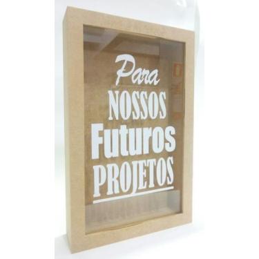 Imagem de Quadro Rolhas Cofrinho Cofre Viagem Porta Moedas 27x17cm mdf cru - son