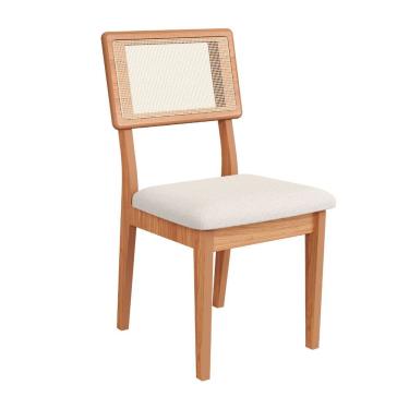 Imagem de Cadeira Em Mdf Freijó Assento Estofado Cesare Claro E Encosto Com Tela Dalla Costa