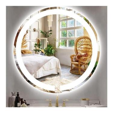 Imagem de Espelho redondo jateado camarim iluminado com led frio 60cm - Woodglas