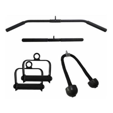 Imagem de Kit 1 Barra Puxador Costas 1 Tríceps Reto 2 Estribos 1 Corda - Famafit