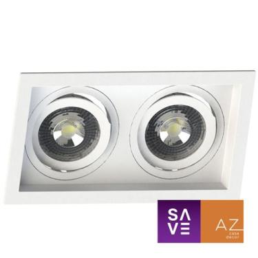 Imagem de Spot Duplo Embutir Quadrado Recuado Par20 Branco - Save Energy