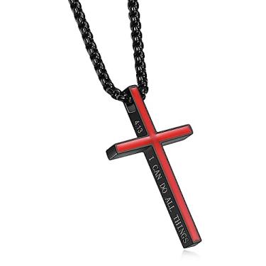 Imagem de Rnivida Filipenses 4:13 Colar com pingente de cruz, I CAN DO ALL THINGS Versículo da Bíblia Colar de aço inoxidável Faith Jewelry Gifts, Aço inoxidável, --