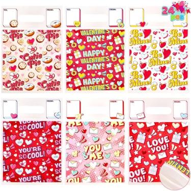 Imagem de JOYIN 24 peças de sacos de presente selados de dia dos namorados com alças para lembrancinhas de festa infantil, prêmios de troca de sala de aula, sacolas de brindes dos namorados