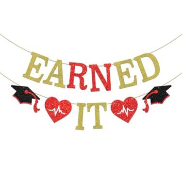 Imagem de ShuanQ Faixa Earned It - Congrats RN/BSN Grad Bunting Decor - Materiais de decoração de festa de formatura de enfermeira 2024 - Decorações penduradas em placa de graduação para escola de enfermagem