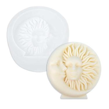 Imagem de Tone Fun Moldes de silicone em forma de rosto de sol e lua para fazer velas, resina, velas de aromaterapia, sabonete de cera artesanal, decoração de casa, artesanato